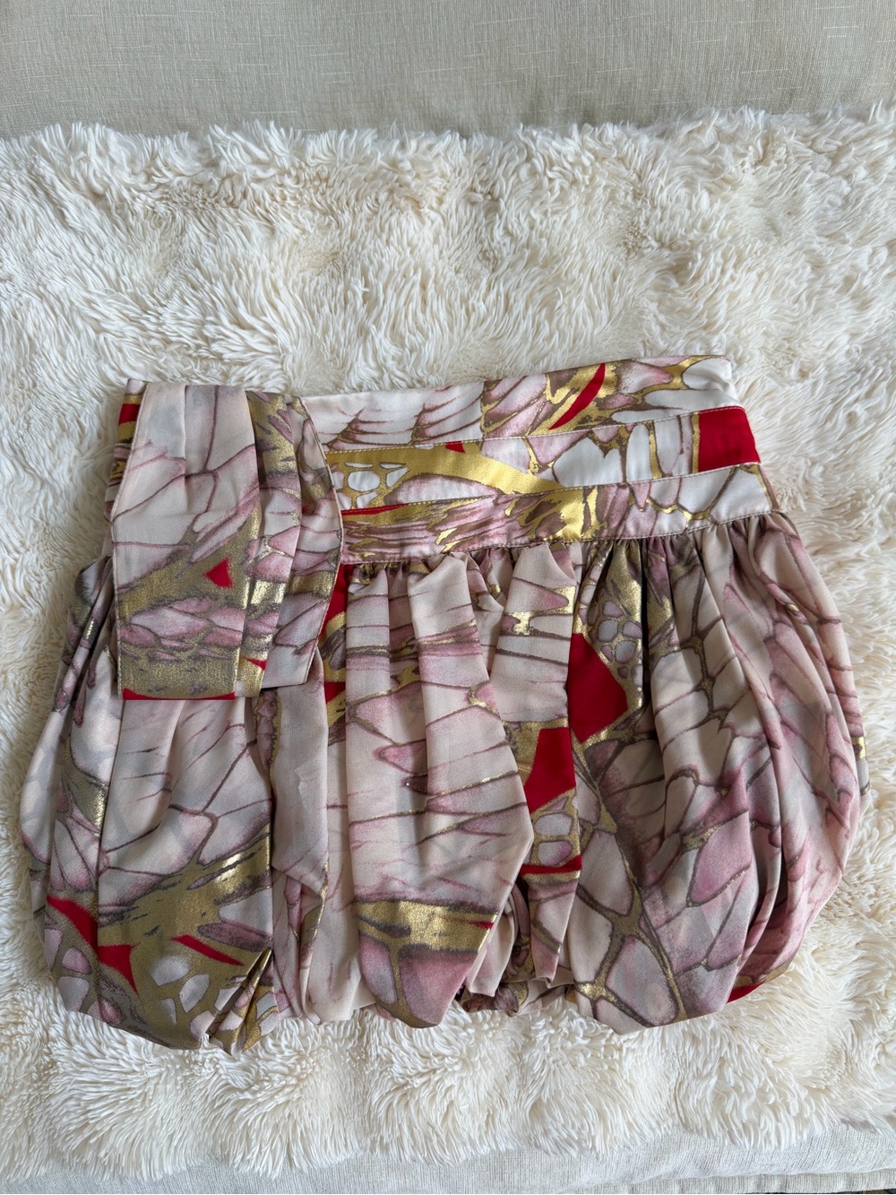 Just Cavalli Pink, Gold & Red Abstract Bubble Skort